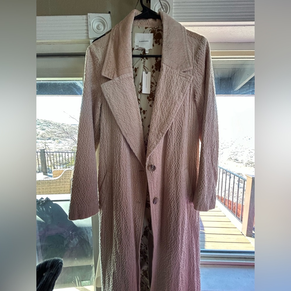 NWT Anthropologie Blush Textured LONG Coat